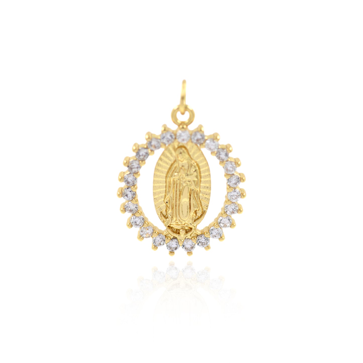 18K Gold Filled Virgin Mary Pendant, Religious Charm Necklace Jewelry 23x18mm