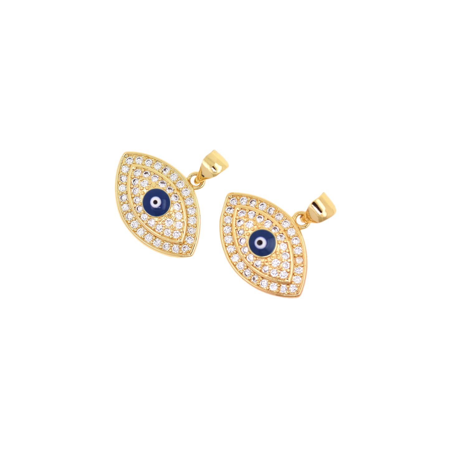 Minimalist Evil Eye Pendant,18k Gold Filled Blue Turkey Eye Charm 19x14mm