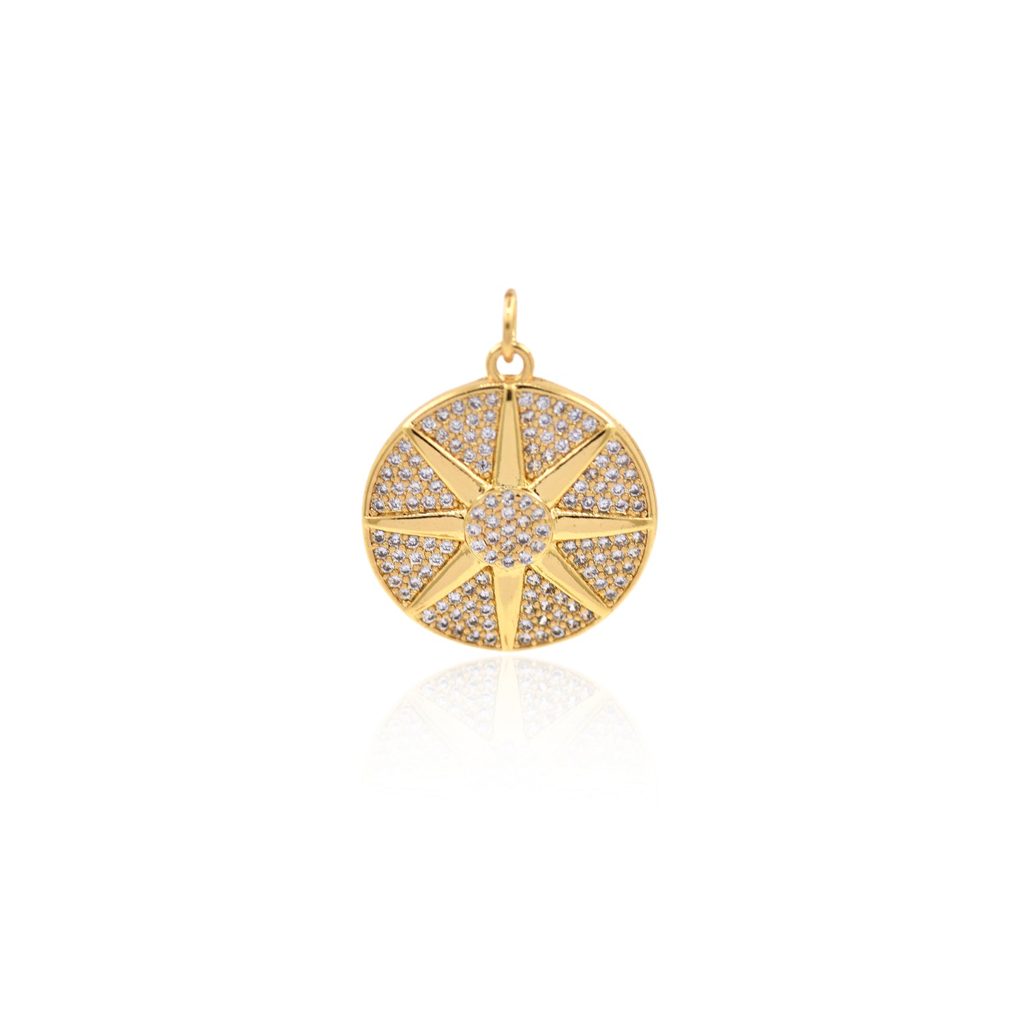 Dainty 18K Gold Filled North Star Pendant,Round Star Medallion Charm 20mm