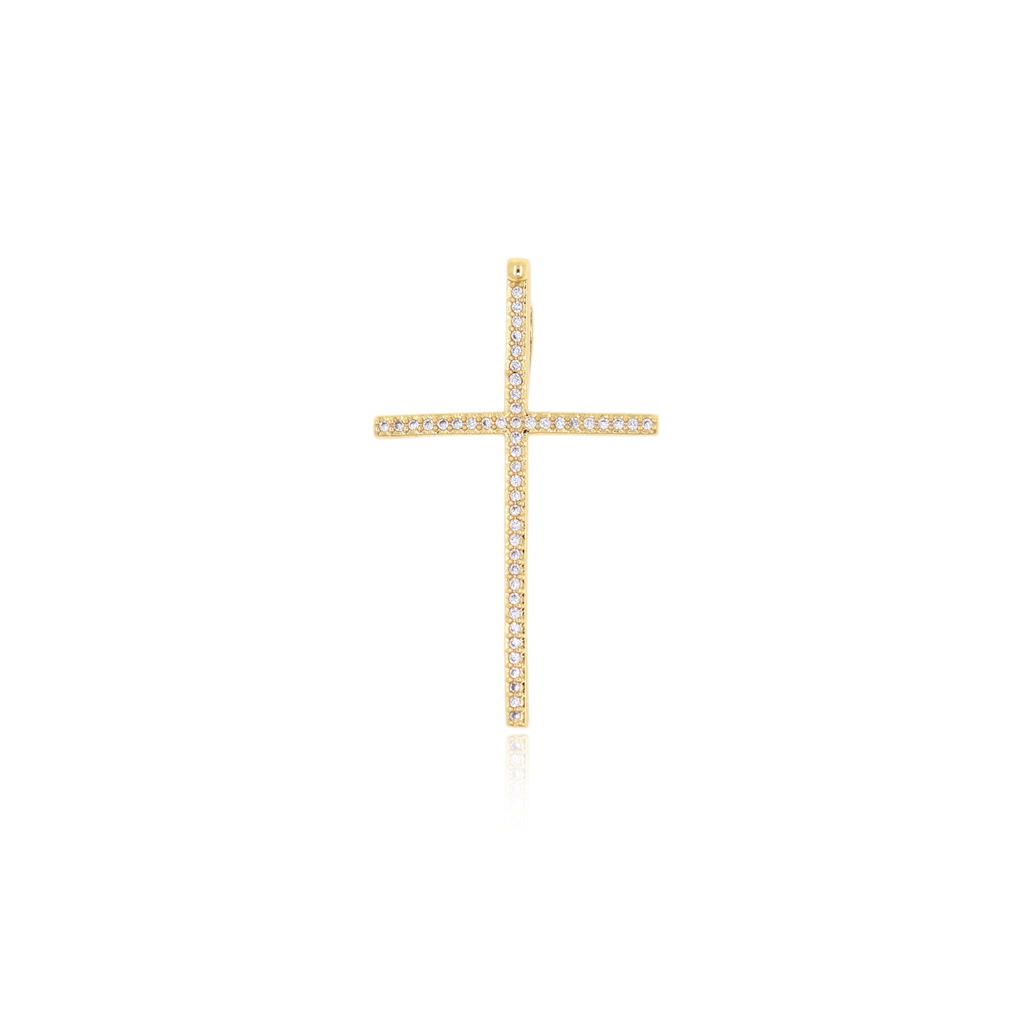 18K Gold Filled Cross Pendant, CZ Micro-set Zircon Cross Pendant 37x23mm