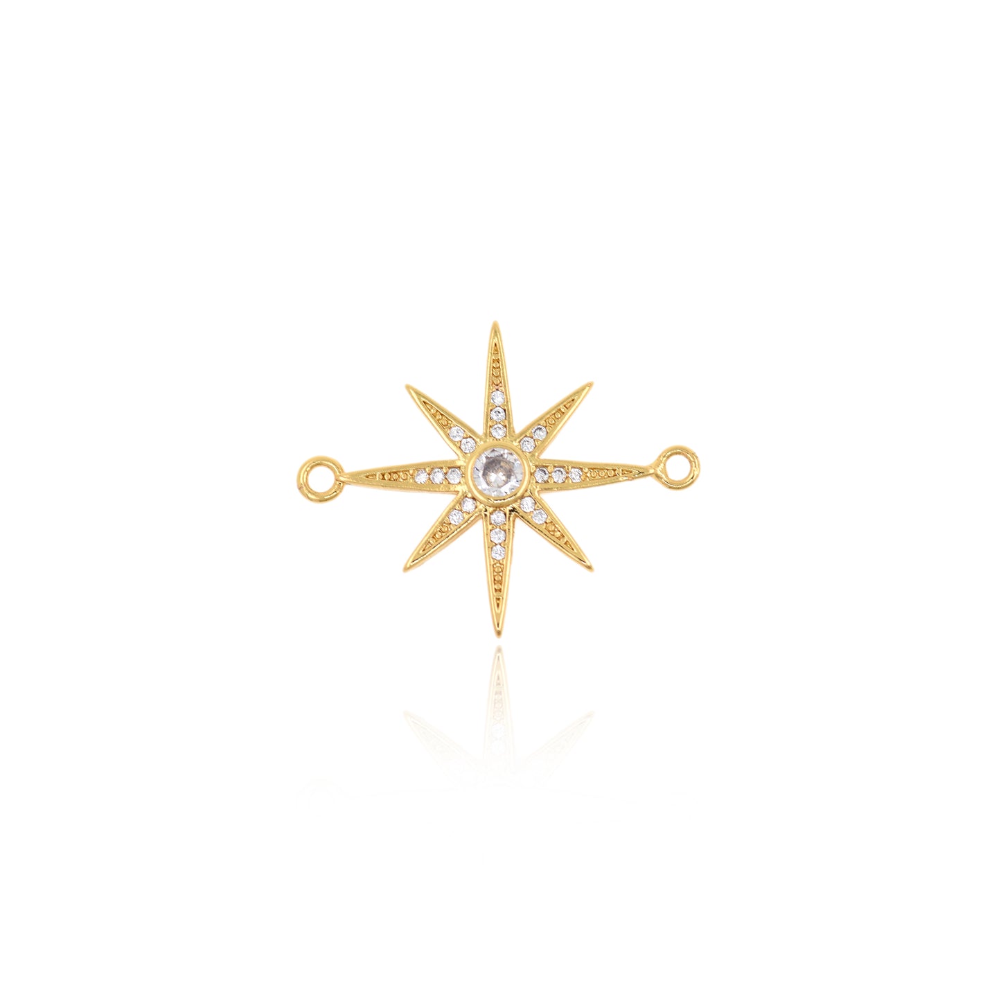 18K Gold Filled Star Connector, CZ Micro Inlaid Zircon Polaris Pendant 27x21mm