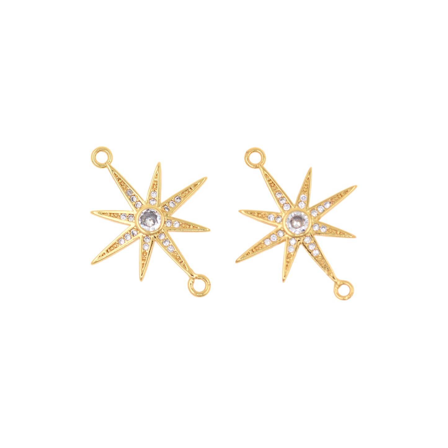 18K Gold Filled Star Connector, CZ Micro Inlaid Zircon Polaris Pendant 27x21mm