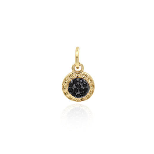 18K Gold Filling Round Zircon Charm Pendant 11mm