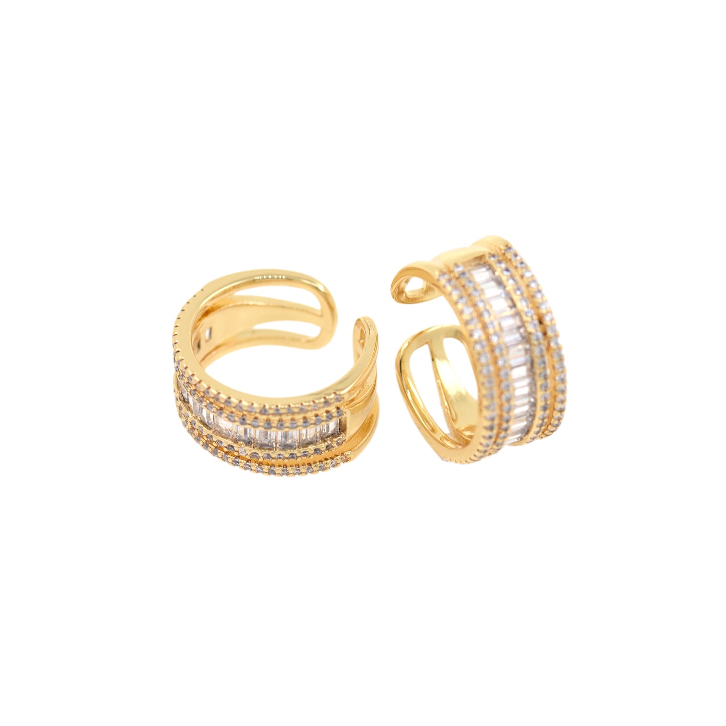 18k Gold Filled Rings,CZ Pave Statement Ring 21x10mm