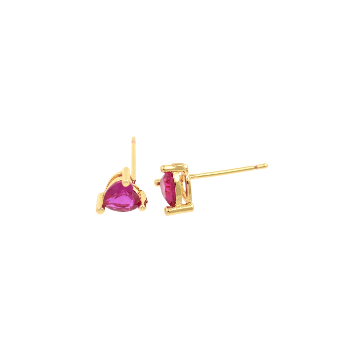 Brass Gold Plated Teardrop Zirconia Stud Earrings  11x6.5mm