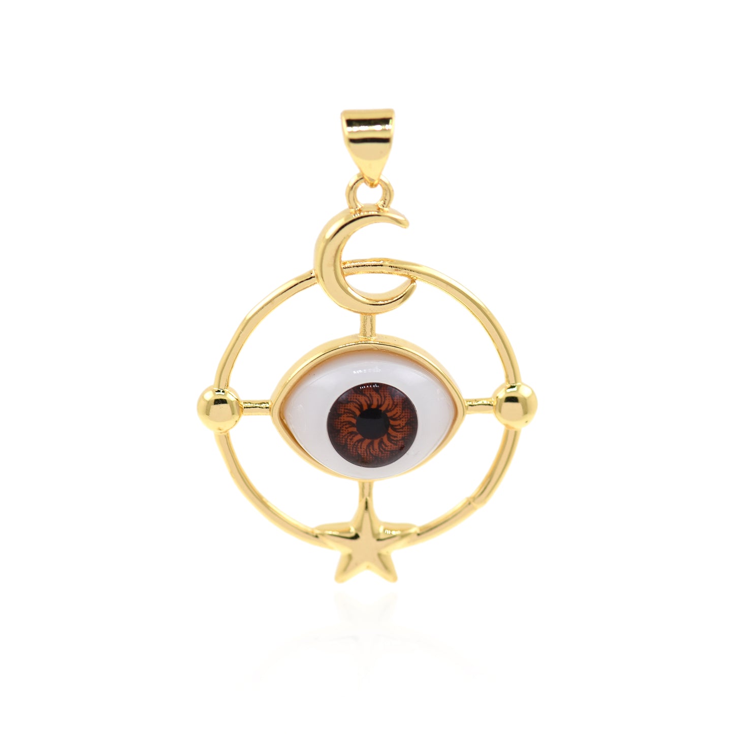 18K Gold Filled Devil's Eye, Evil Eye Pendant, Lucky Eye Pendant 33x26mm