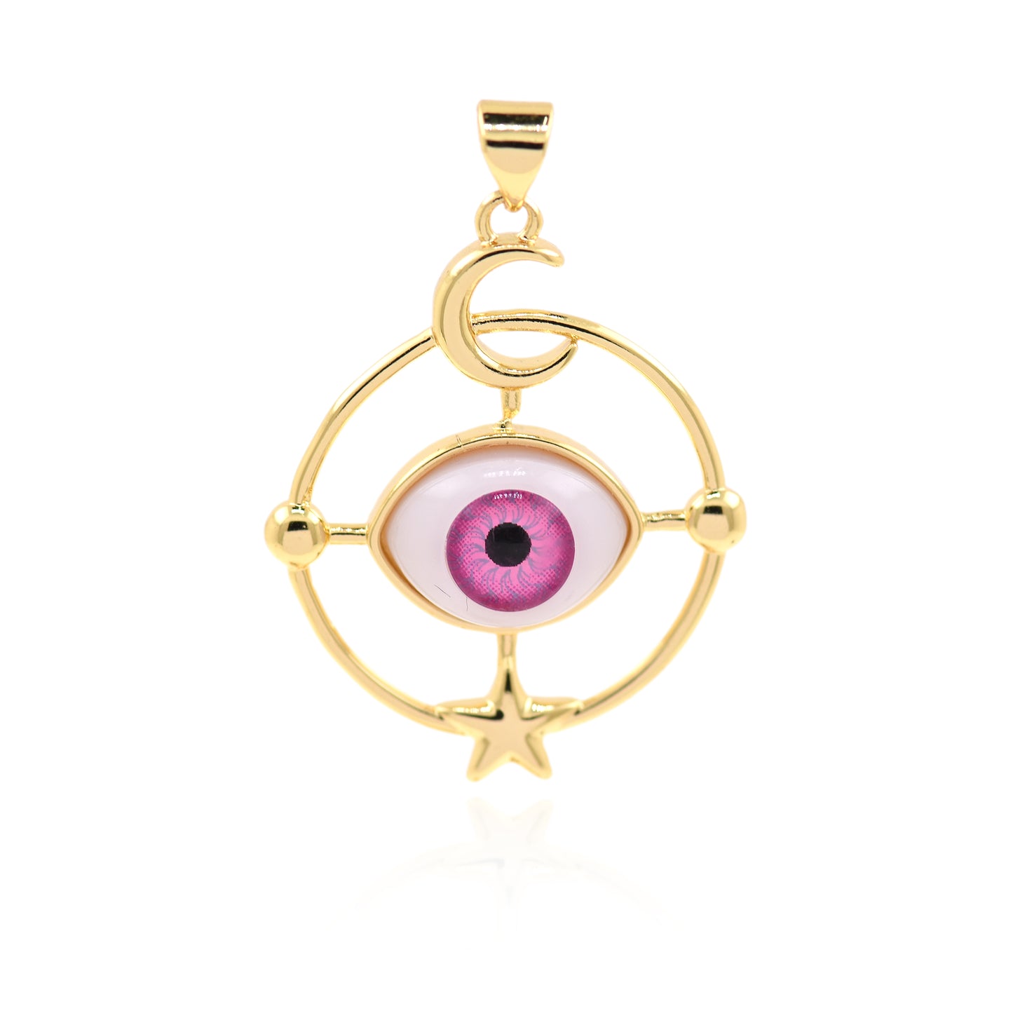 18K Gold Filled Devil's Eye, Evil Eye Pendant, Lucky Eye Pendant 33x26mm