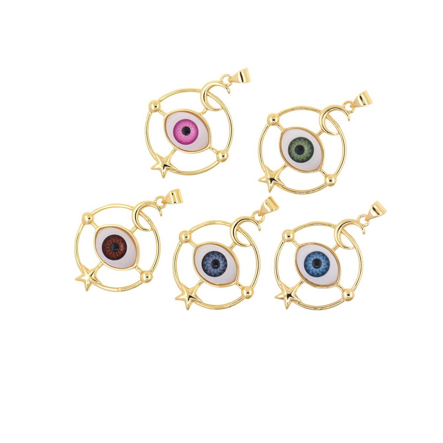 18K Gold Filled Devil's Eye, Evil Eye Pendant, Lucky Eye Pendant 33x26mm