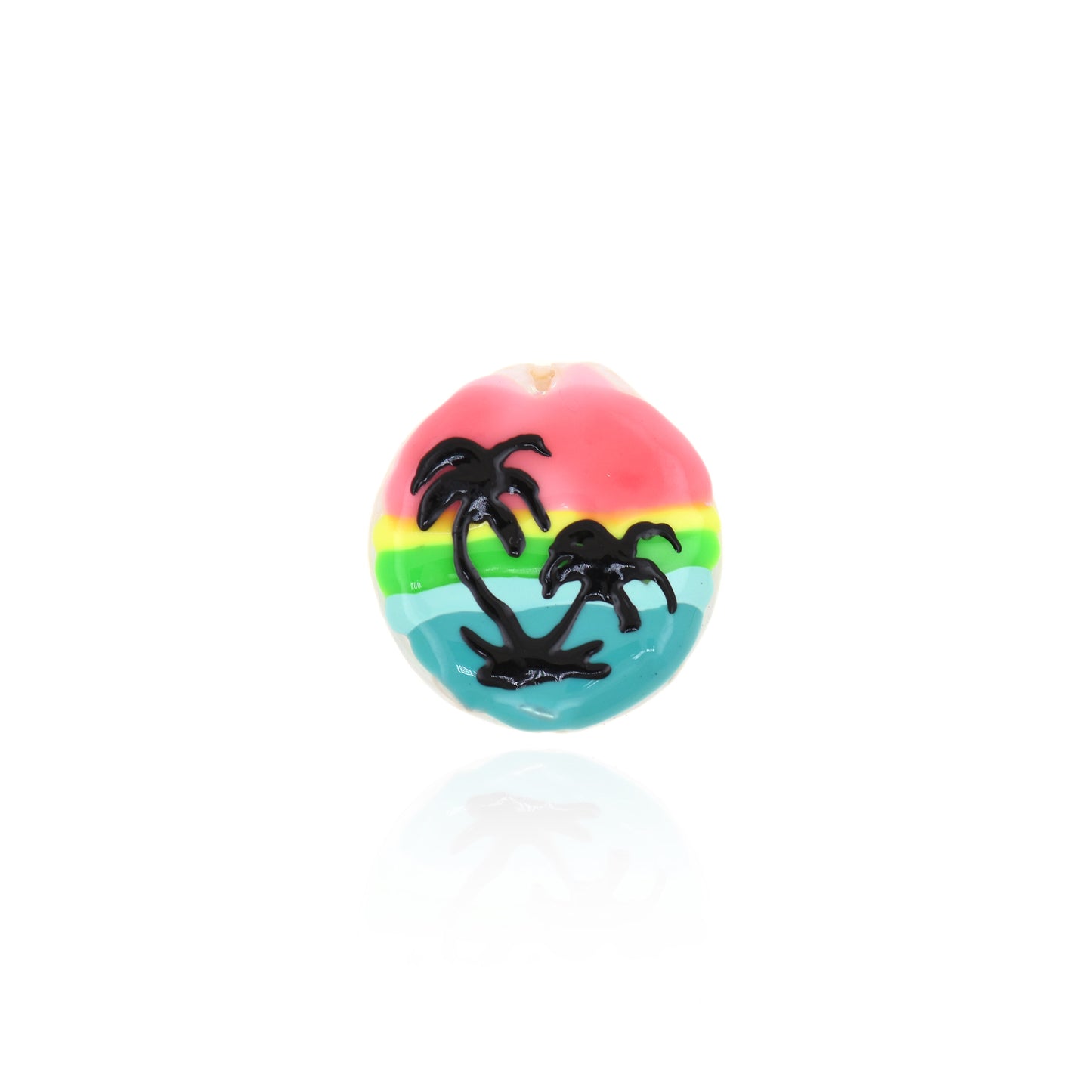 Enamel Pearl Coconut Spacer Beads, Lucky Spacer Charm 19x16mm