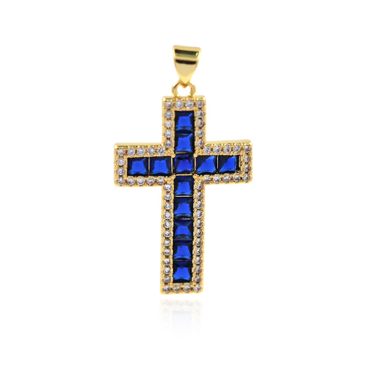 Clear Cubic Cross Pendant,Gold Plated Cross Jewelry Accessory 32x20mm