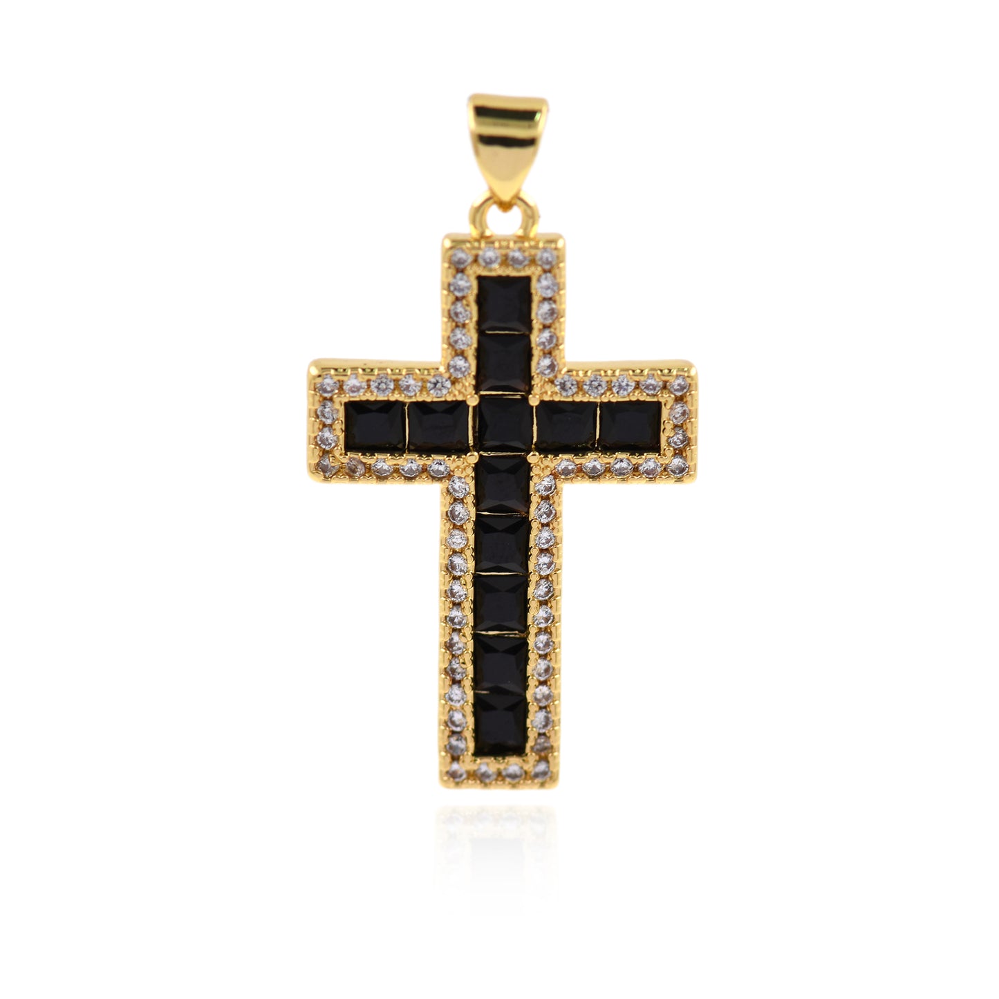 Clear Cubic Cross Pendant,Gold Plated Cross Jewelry Accessory 32x20mm