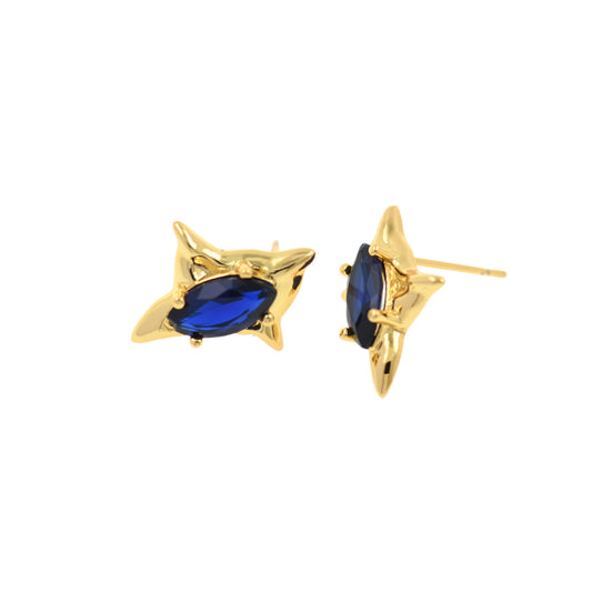 18K Gold Plated Diamond Star Earring Stud Earrings 17x11mm