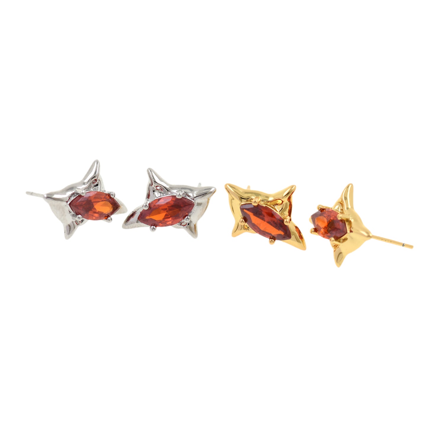 18K Gold Plated Diamond Star Earring Stud Earrings 17x11mm