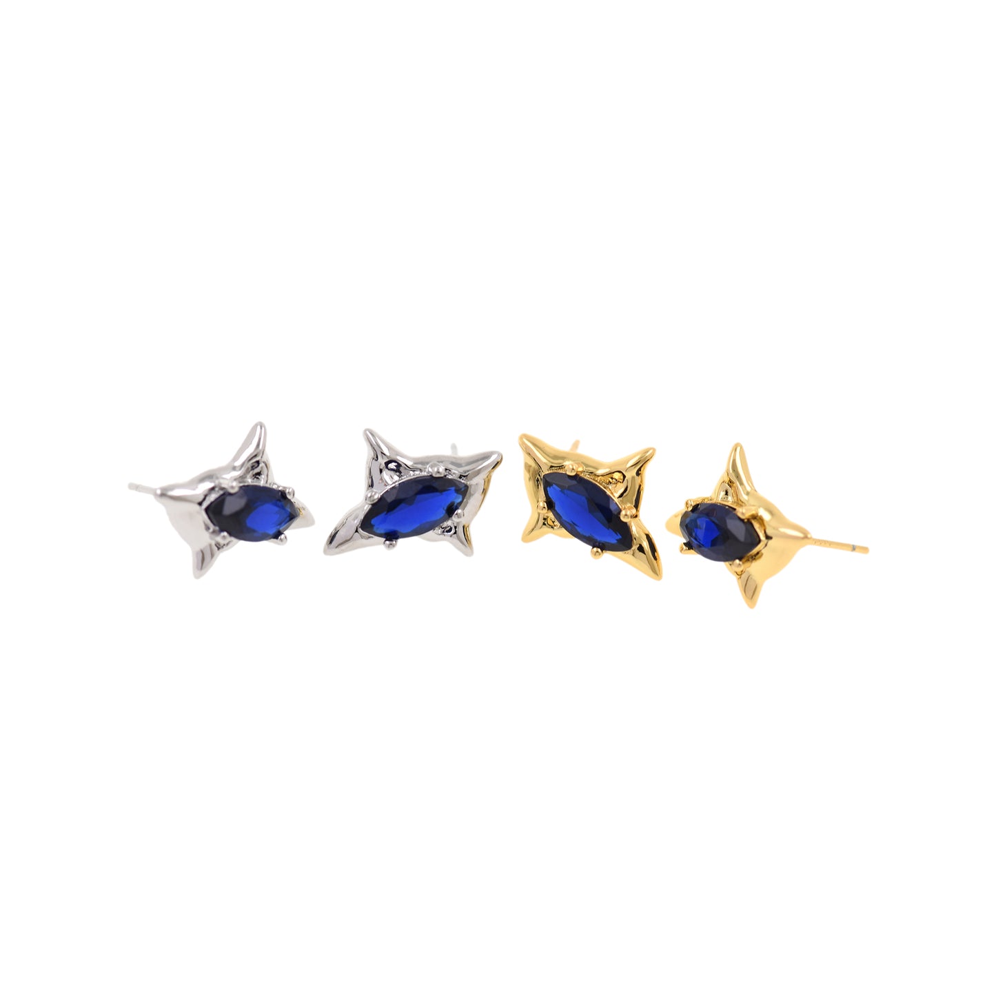 18K Gold Plated Diamond Star Earring Stud Earrings 17x11mm