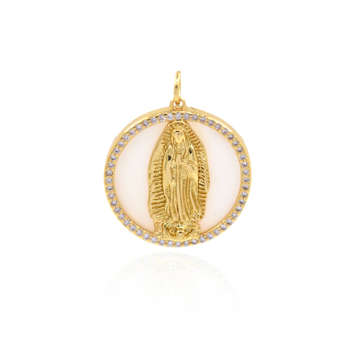 Virgin Mary Necklace Pendant,Gold Mother of God Charm  22mm