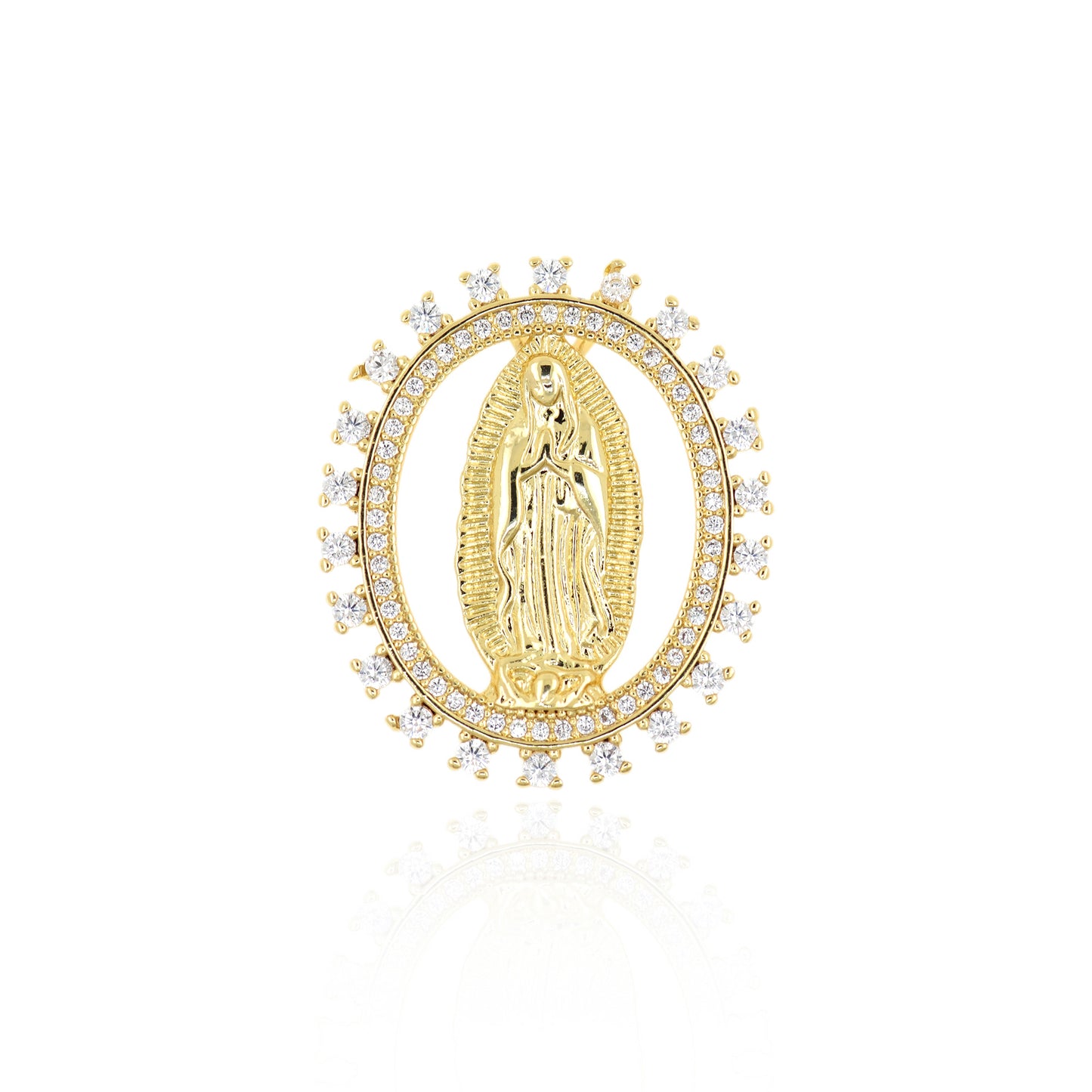 Gold Our Lady of Guadalupe Rosary Parts, Lady Guadalupe Link Charm Pendant 27x23mm