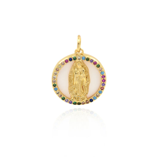 Gold Our Lady of Guadalupe Rosary Parts, Lady Guadalupe Link Charm Pendant 16mm