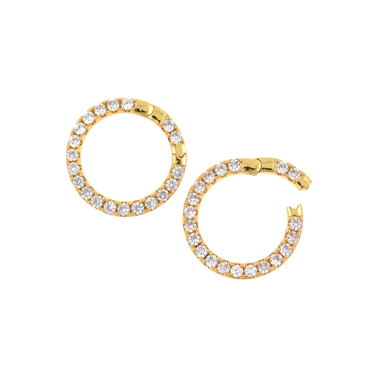 18K Gold Filled Circle Clasp,CZ Pave Round Clasp 20mm