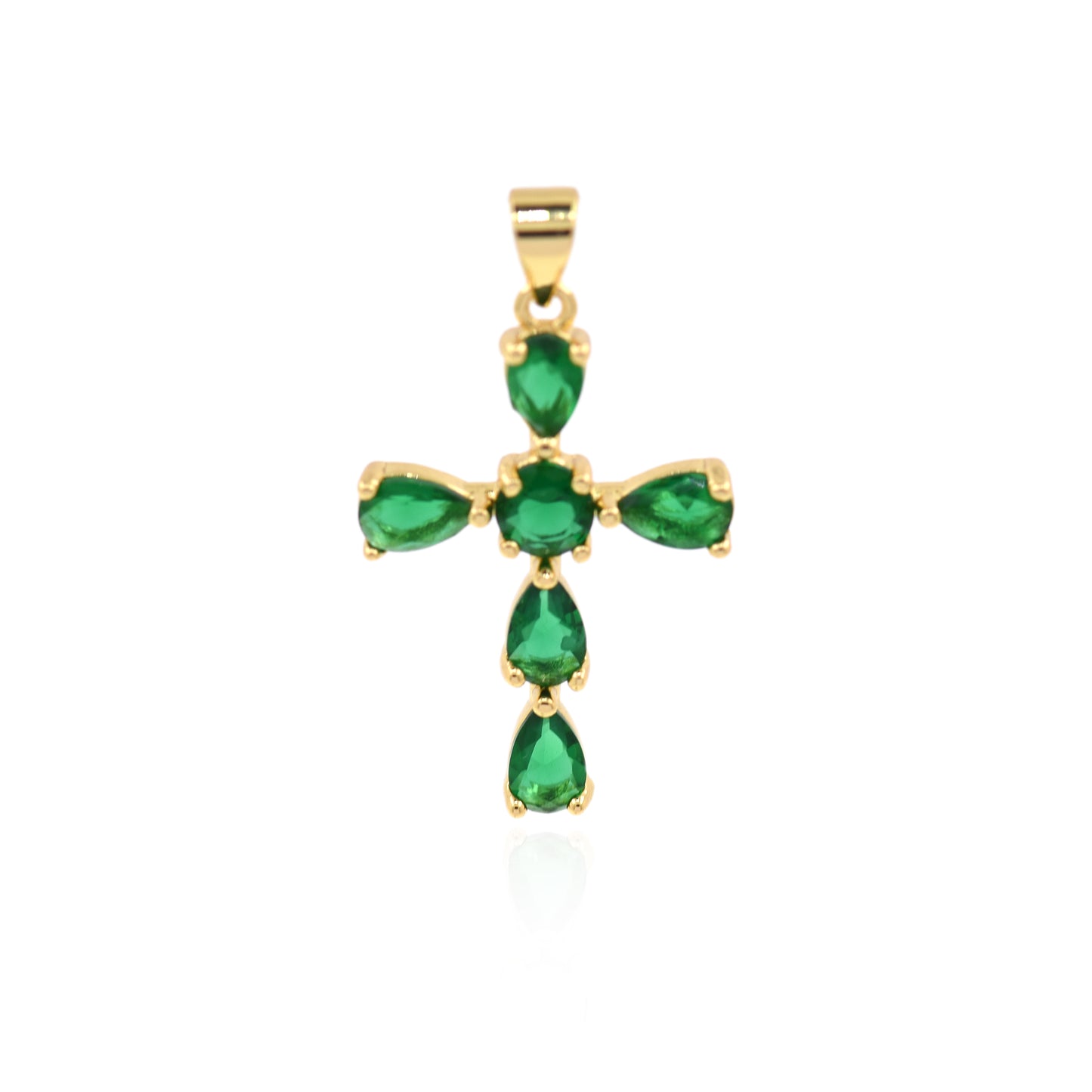 Green Cross Pendant, Cross Charm 28X19mm