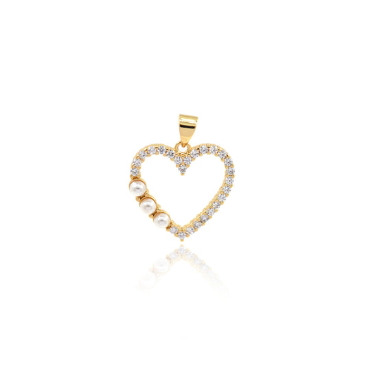 CZ Micro Pave Heart Pendant, 18K Gold Filled Zircon Heart Pendant 19.5x19.5mm