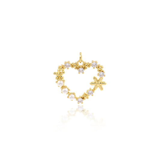 CZ Micro Pave Heart Pendant, 18K Gold Filled Zircon Heart Pendant 24x21mm