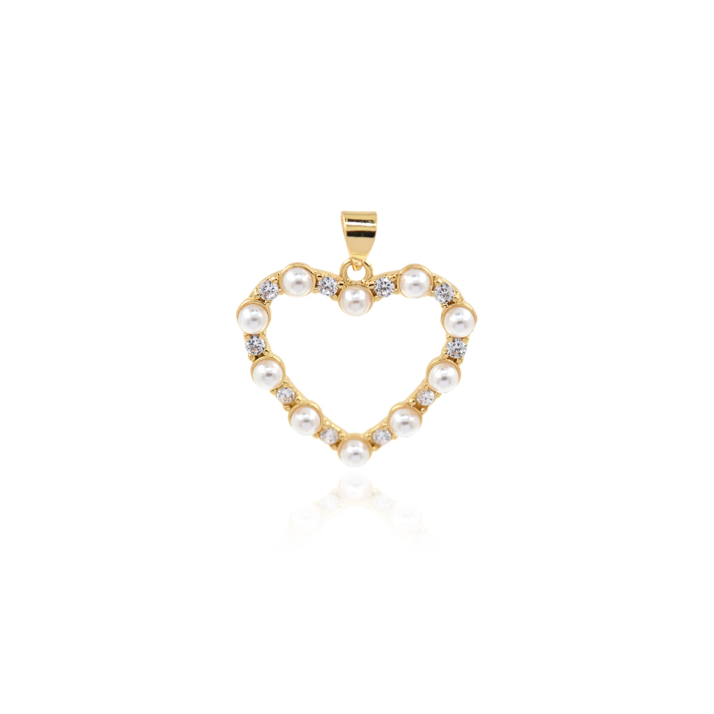 18K Gold Filled Zircon Heart Pendant 23x21mm