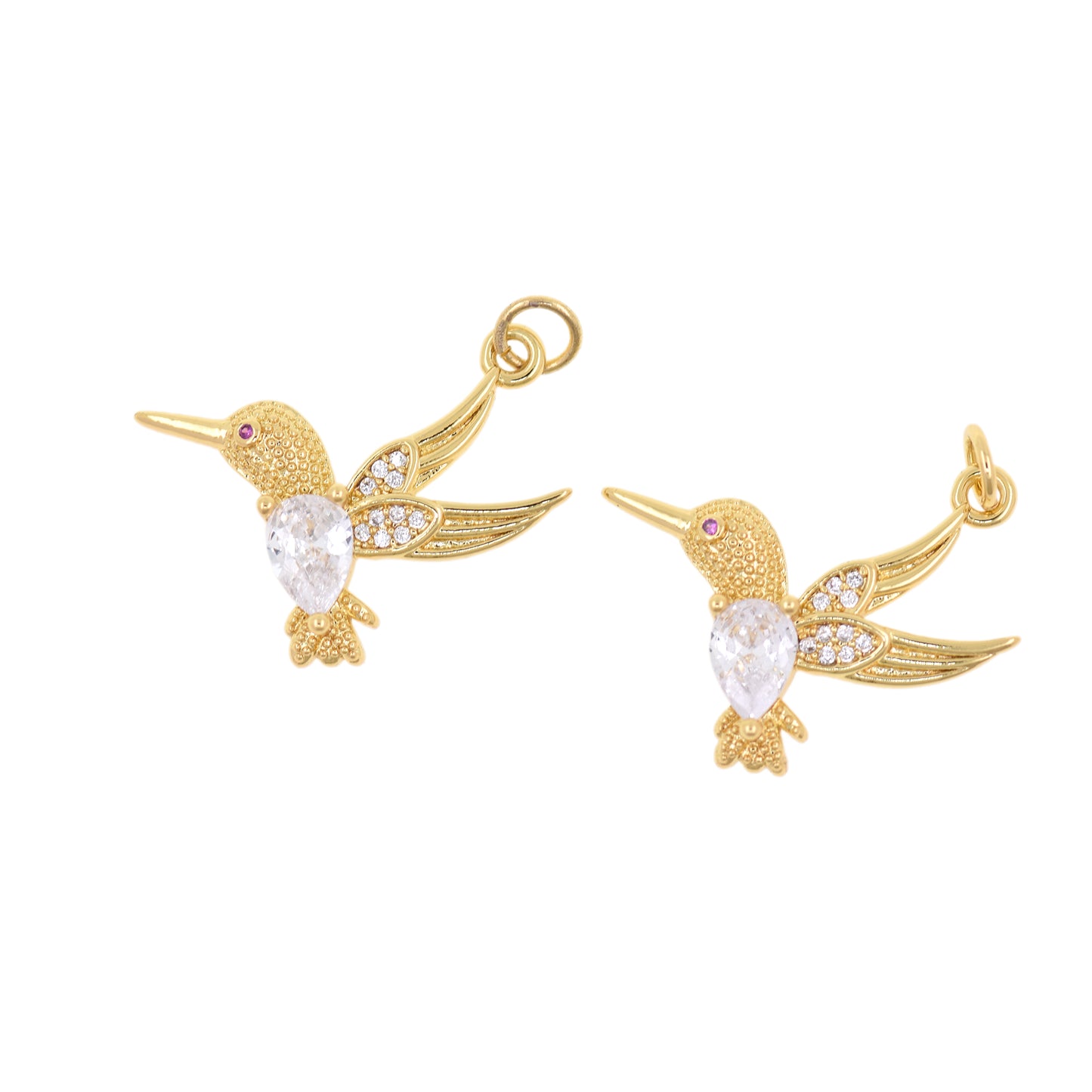 CZ Micro Set Zircon Bird Pendant, Bird Charm 21x19mm