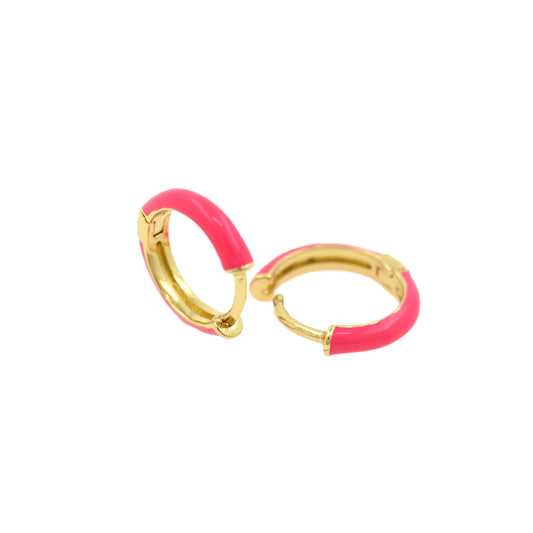 18K Gold Filled Colorful Enamel Hoops Earrings 12.8x2.8mm