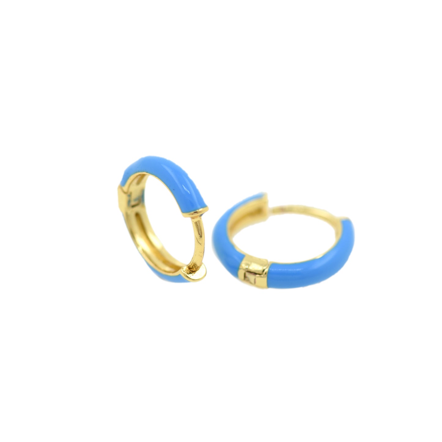 18K Gold Filled Colorful Enamel Hoops Earrings 12.8x2.8mm