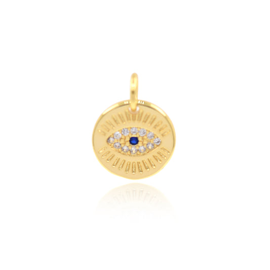 Round Gold Jewelry Eye Pendant 11mm