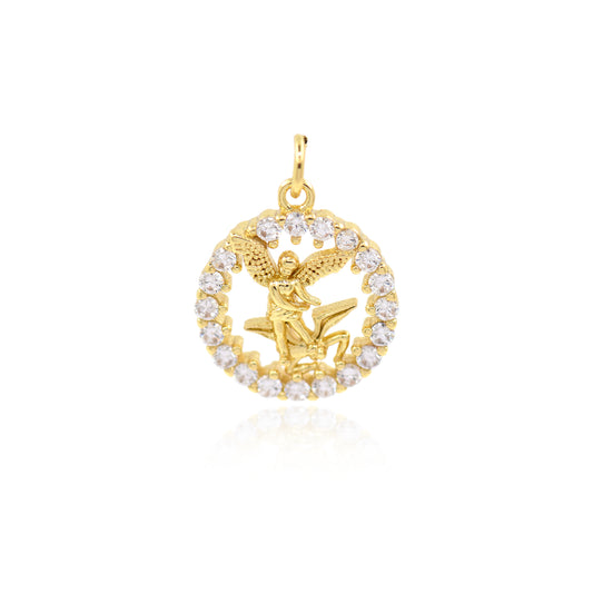 18K Filled Gold Angel Pendant, Simple and Exquisite Angel Charm 16mm