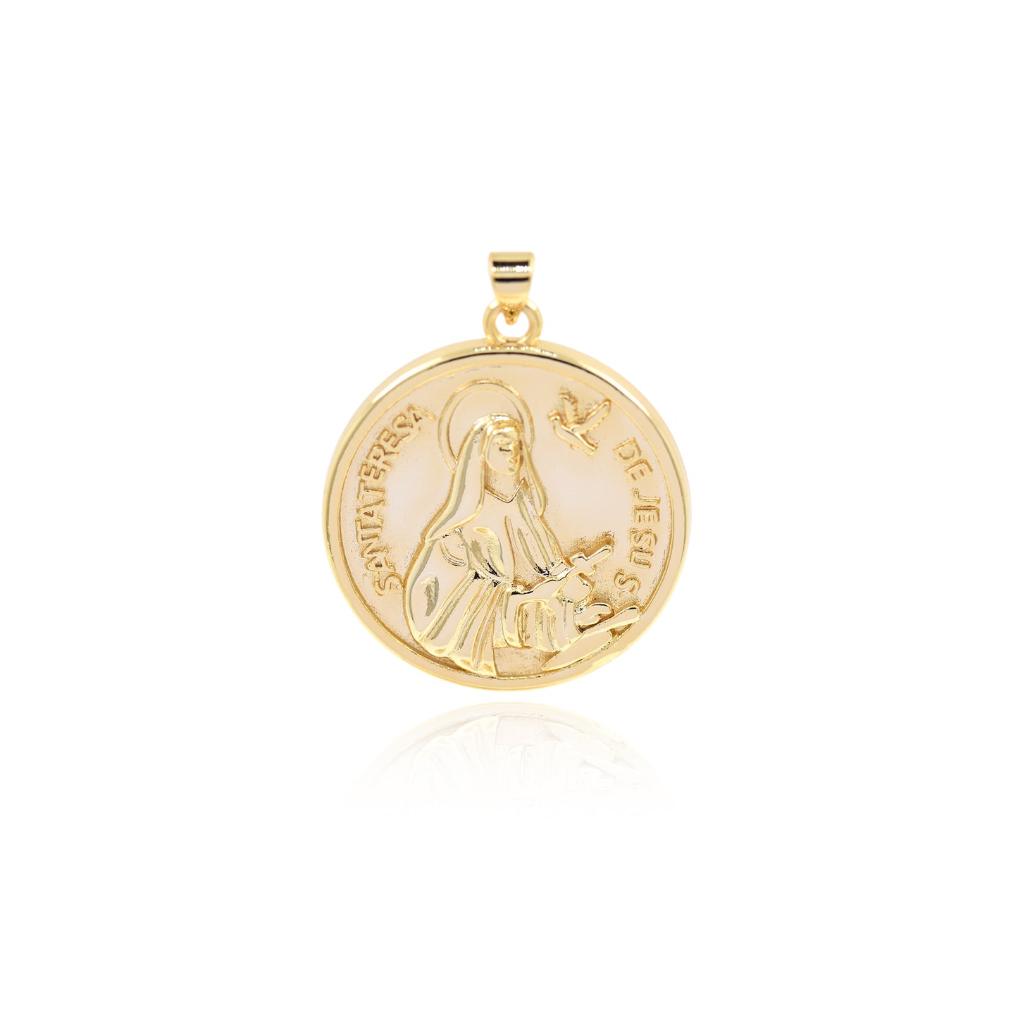 Virgin Mary Necklace Pendant,Gold Mother of God Charm 30.5mm