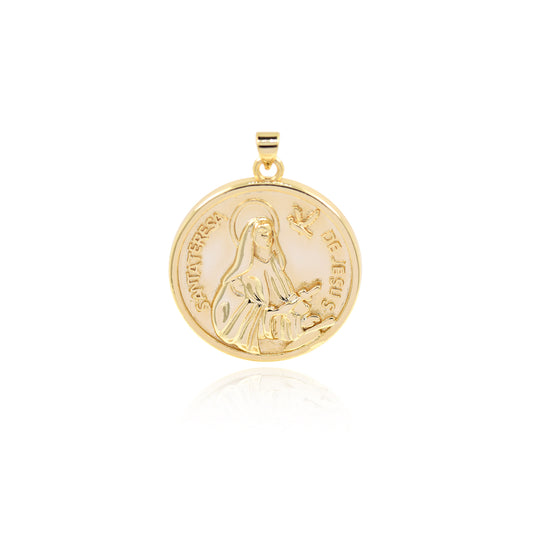 Virgin Mary Necklace Pendant,Gold Mother of God Charm 30.5mm