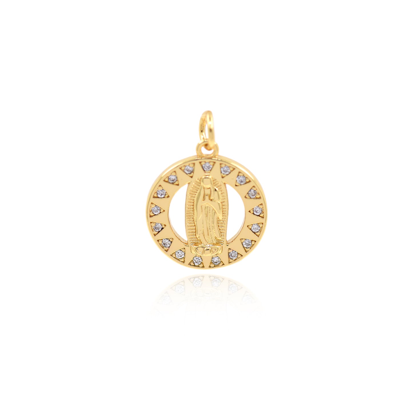 Gold Our Lady of Guadalupe Rosary Parts, Lady Guadalupe Link Charm Pendant 16mm