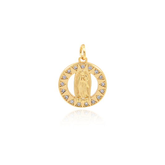 Gold Our Lady of Guadalupe Rosary Parts, Lady Guadalupe Link Charm Pendant 16mm