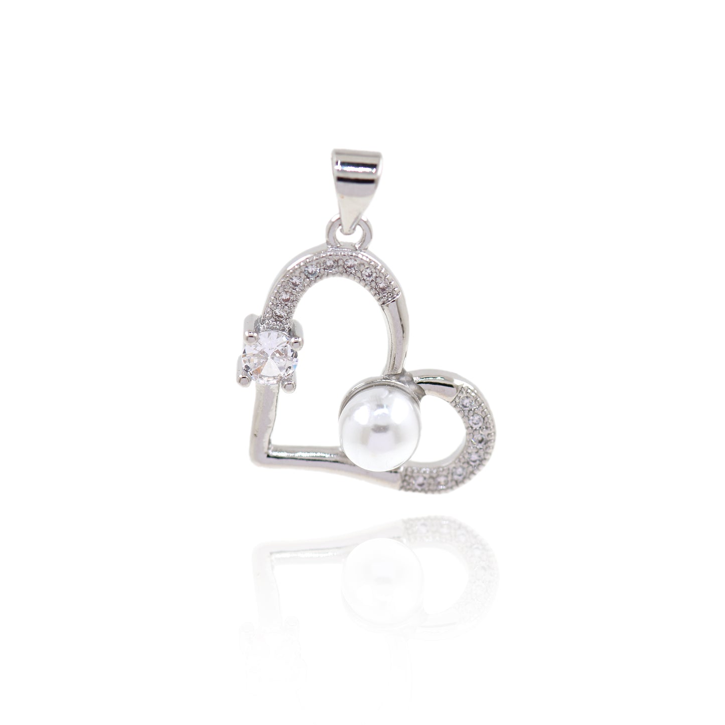 Heart Pendant, 18K Filled Gold Heart Pendant with Diamonds 22x16mm