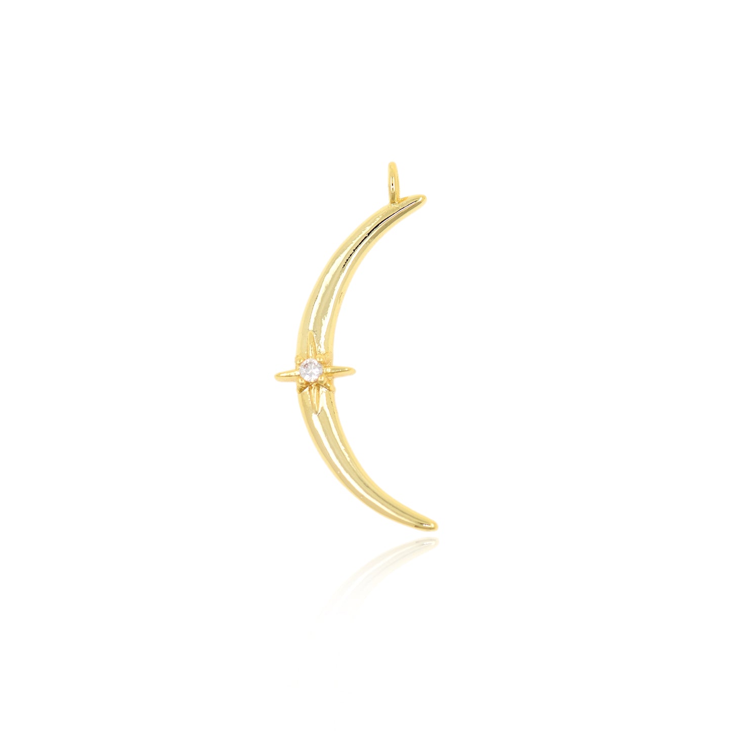 18K Gold Filled Crescent Pendant, Delicate Charm Celestial Star 16mm