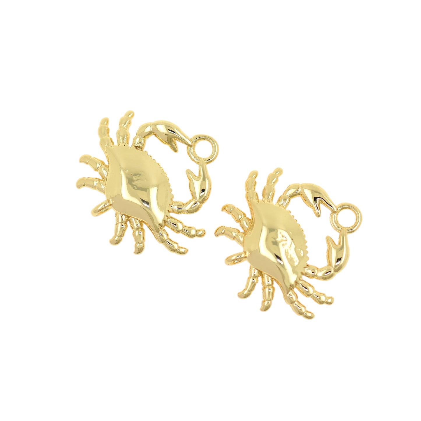 18K Gold Crab Charm,Micro Pave Sea Life Jewelry Accessories 29x21mm