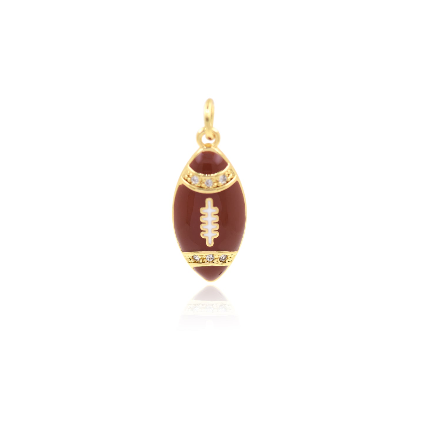 Exquisite 18K Gold Filled Enamel Rugby Pendant 20x9mm