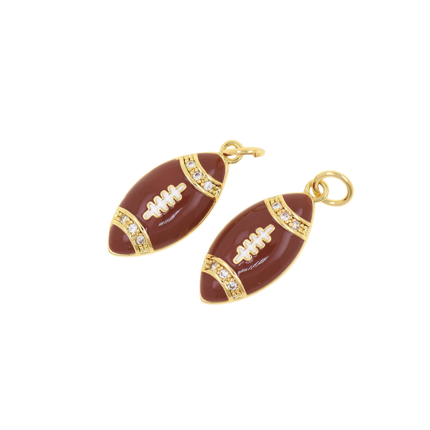 Exquisite 18K Gold Filled Enamel Rugby Pendant 20x9mm