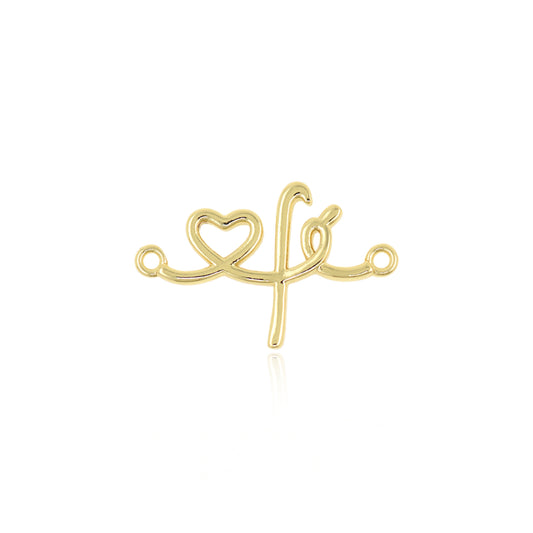 Delicate Brass Gold Plated Letter MAMA Connector 23x15mm