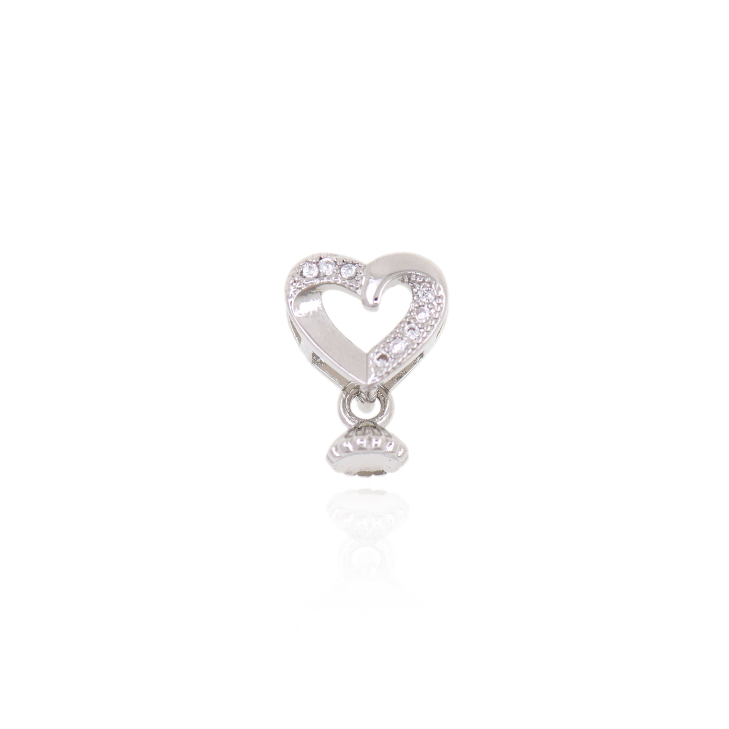 CZ Micro Pave Heart Pendant, 18K Gold Filled Heart Charm with Diamonds, 12x9x5mm