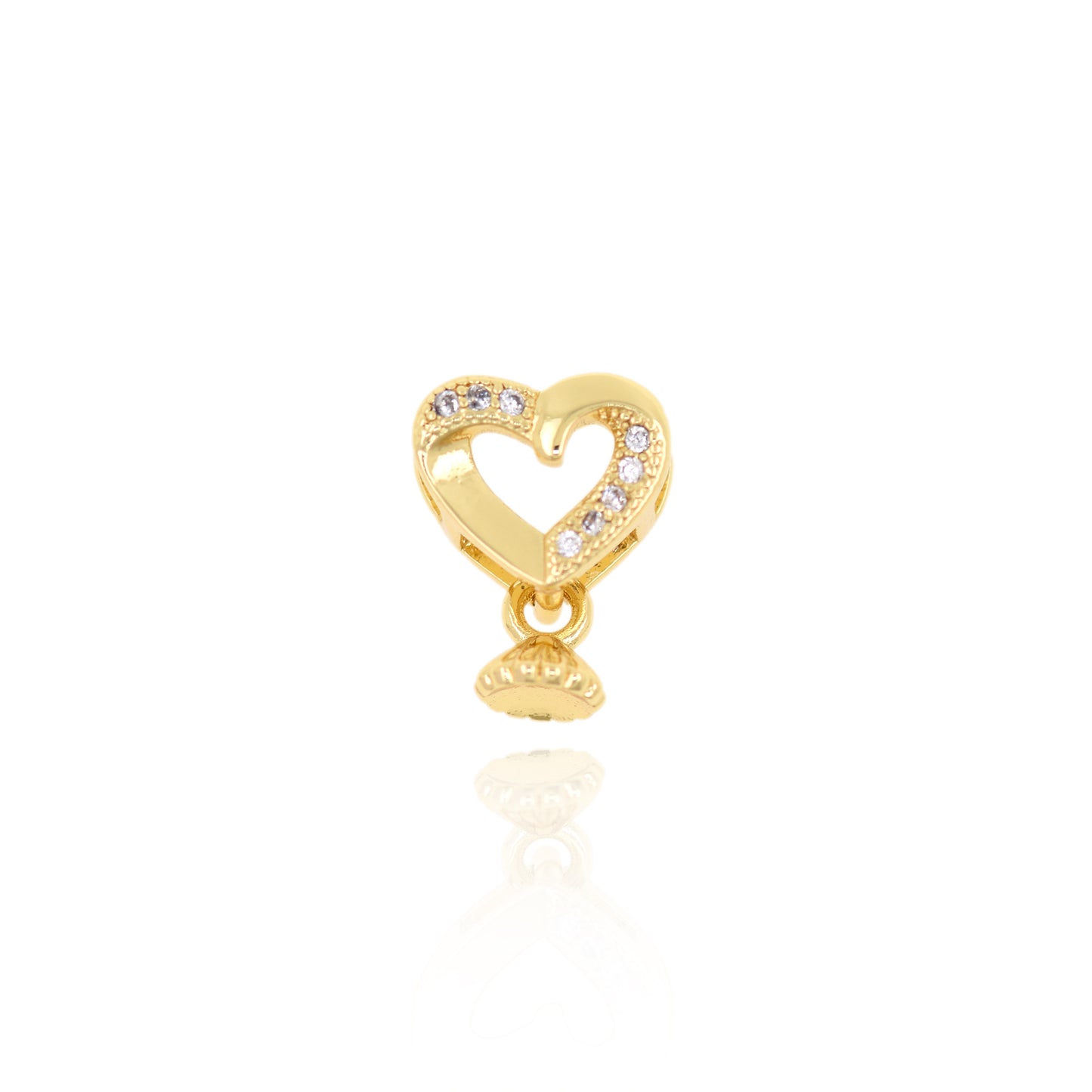 CZ Micro Pave Heart Pendant, 18K Gold Filled Heart Charm with Diamonds, 12x9x5mm