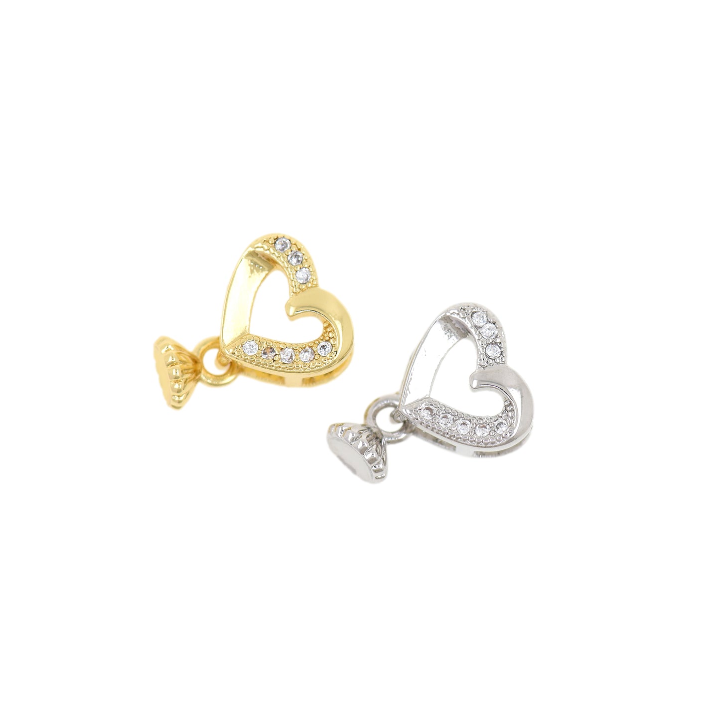 CZ Micro Pave Heart Pendant, 18K Gold Filled Heart Charm with Diamonds, 12x9x5mm