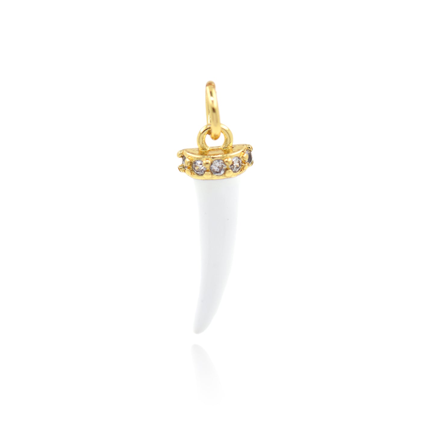 18K Filled Gold Chili Pendant with Diamonds, Chili Charm 20x7mm