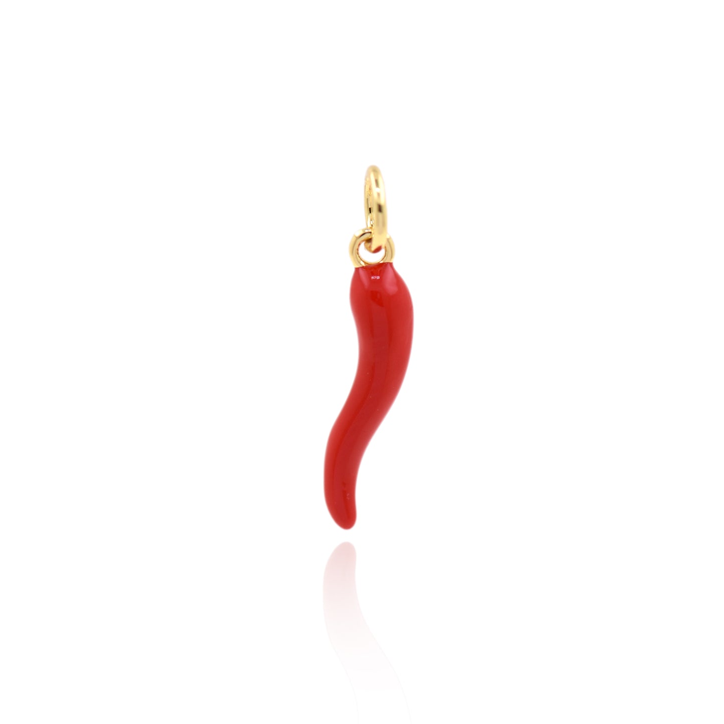 Enamel Gold Plated Chili Pendant,Italian Horn Necklace Charm 4.5x18.5mm