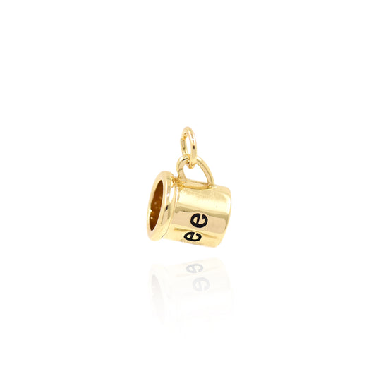 18K Gold Plated Enamel Milk Tea Cup Pendant, Enamel Pendant 11x8.5mm