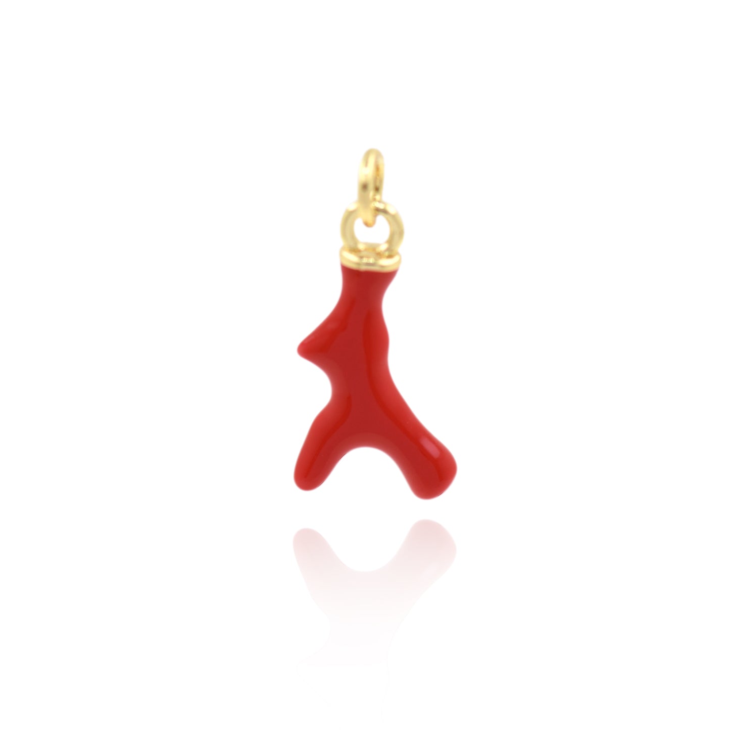 18K Filled Gold Zircon Coral Pendant 17x9.5mm