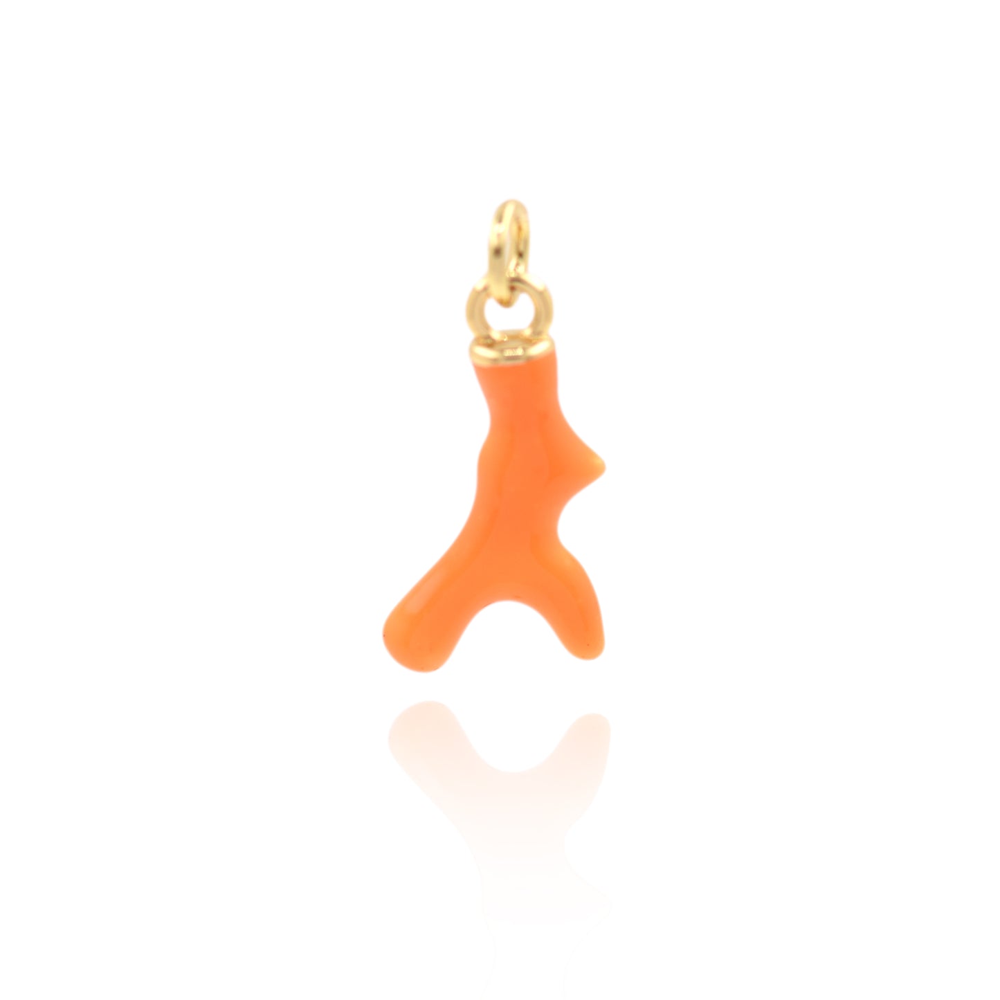 18K Filled Gold Zircon Coral Pendant 17x9.5mm