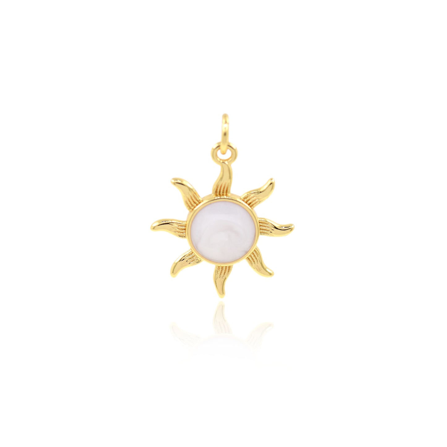 18K Gold Filled Enamel Sun Pendant 17.5mm